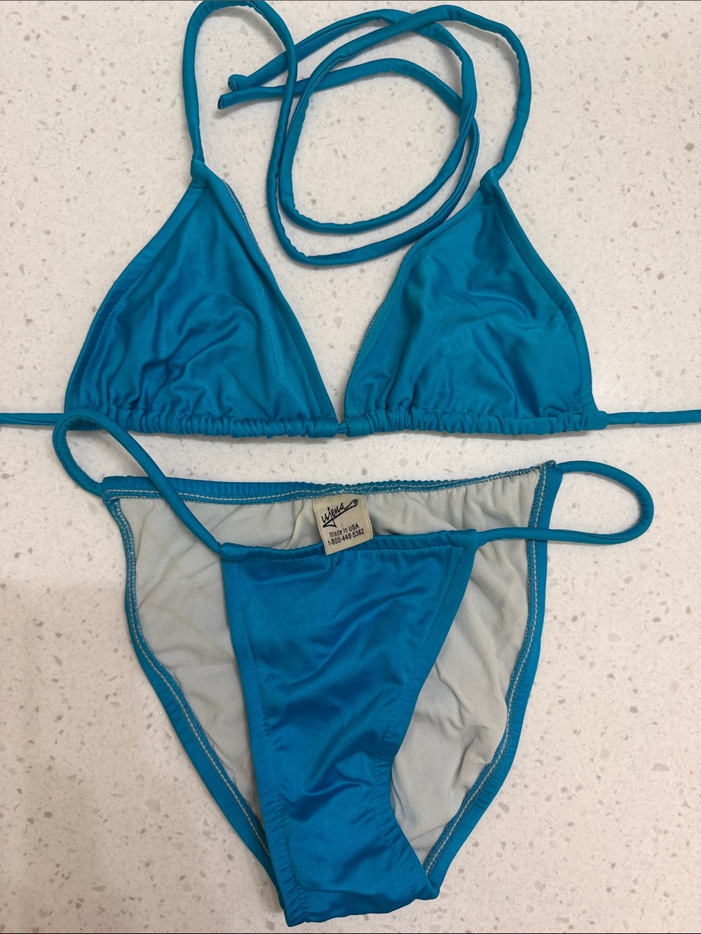 UjENA Teal Blue Triangle String Bikini